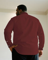 Big & Tall Men' Casual Business Features Jacquard-Red & Grey & Dark Blue & White & Black Long Sleeve Shirt